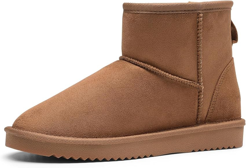 DREAM PAIRS Women's Black Brown Tan Grey Winter Snow Boots Classic Faux Fur Lined Slip On Ankle B... | Amazon (US)