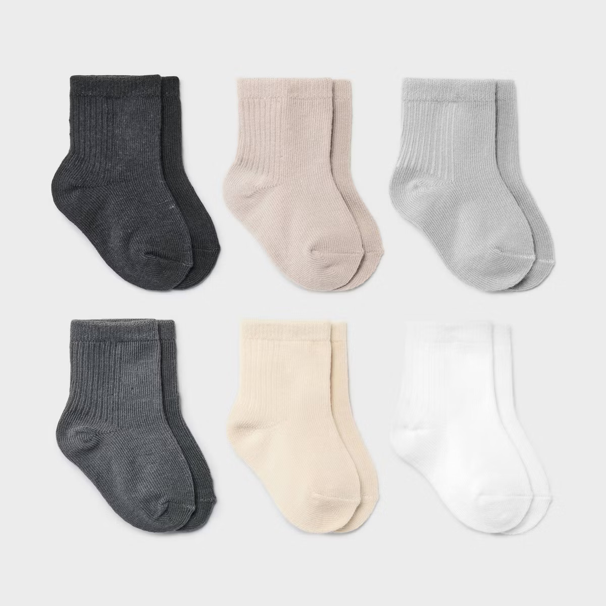 Baby 6pk Crew Socks - Cloud Island™ Gray 0-3M: Lightweight Knit, Tagless Design, Machine Washab... | Target
