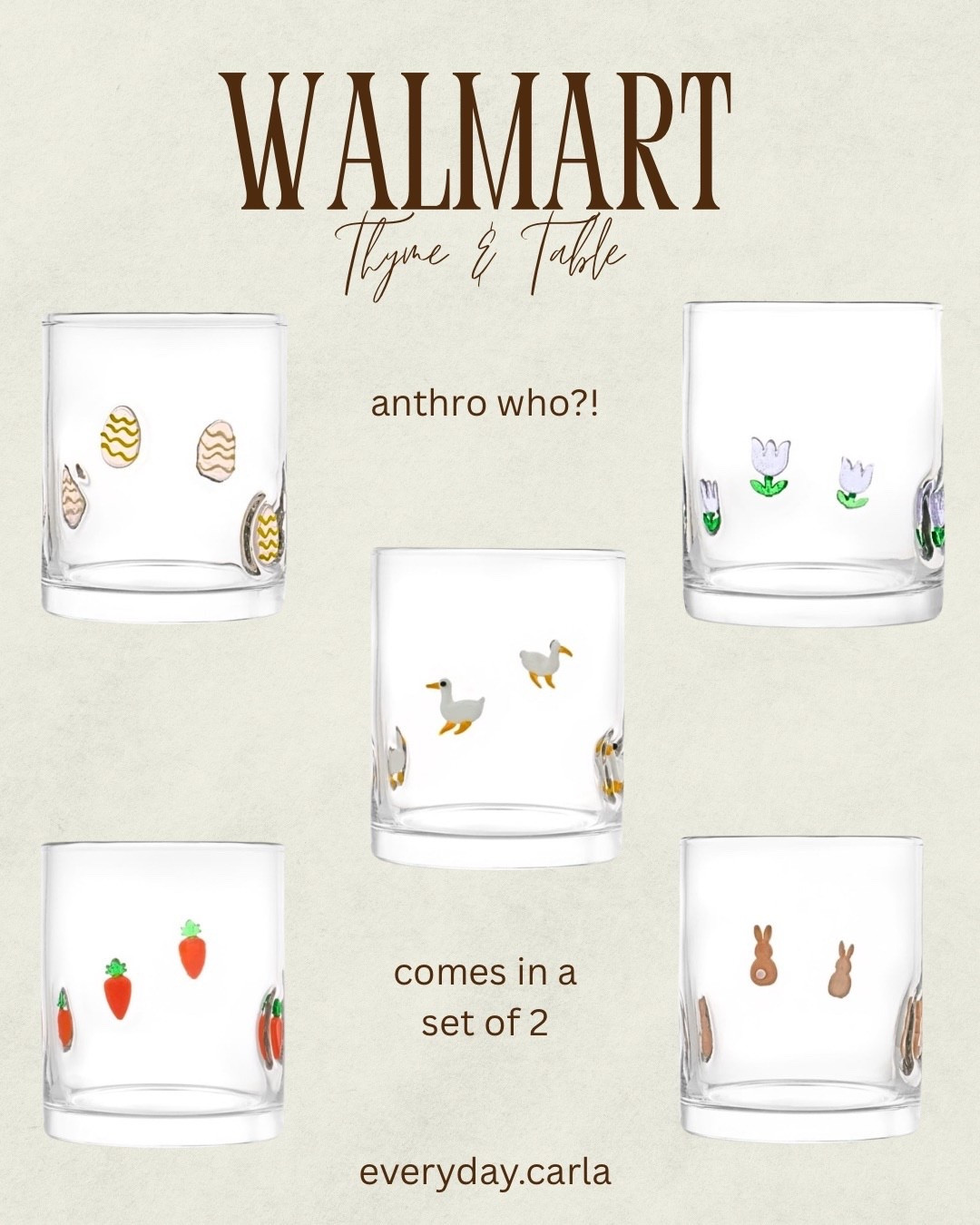 Icon Spring Glasses from Walmart 
🐰🥕🥚🐣

Spring Finds | Looks for Less 

@walmart @thymeandtable 

#LTKSeasonal #LTKHome