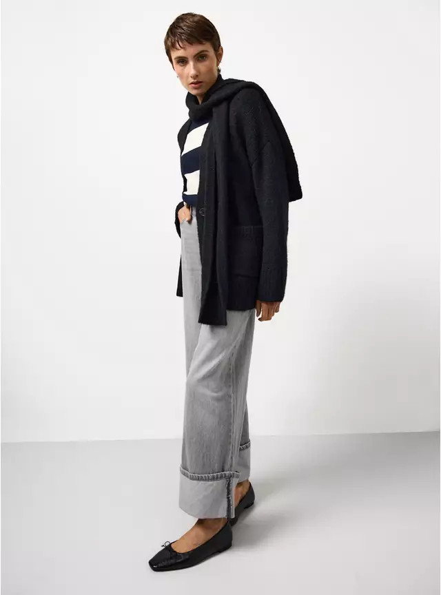 Black Knitted Cardigan With Scarf 8 | Tu Clothing