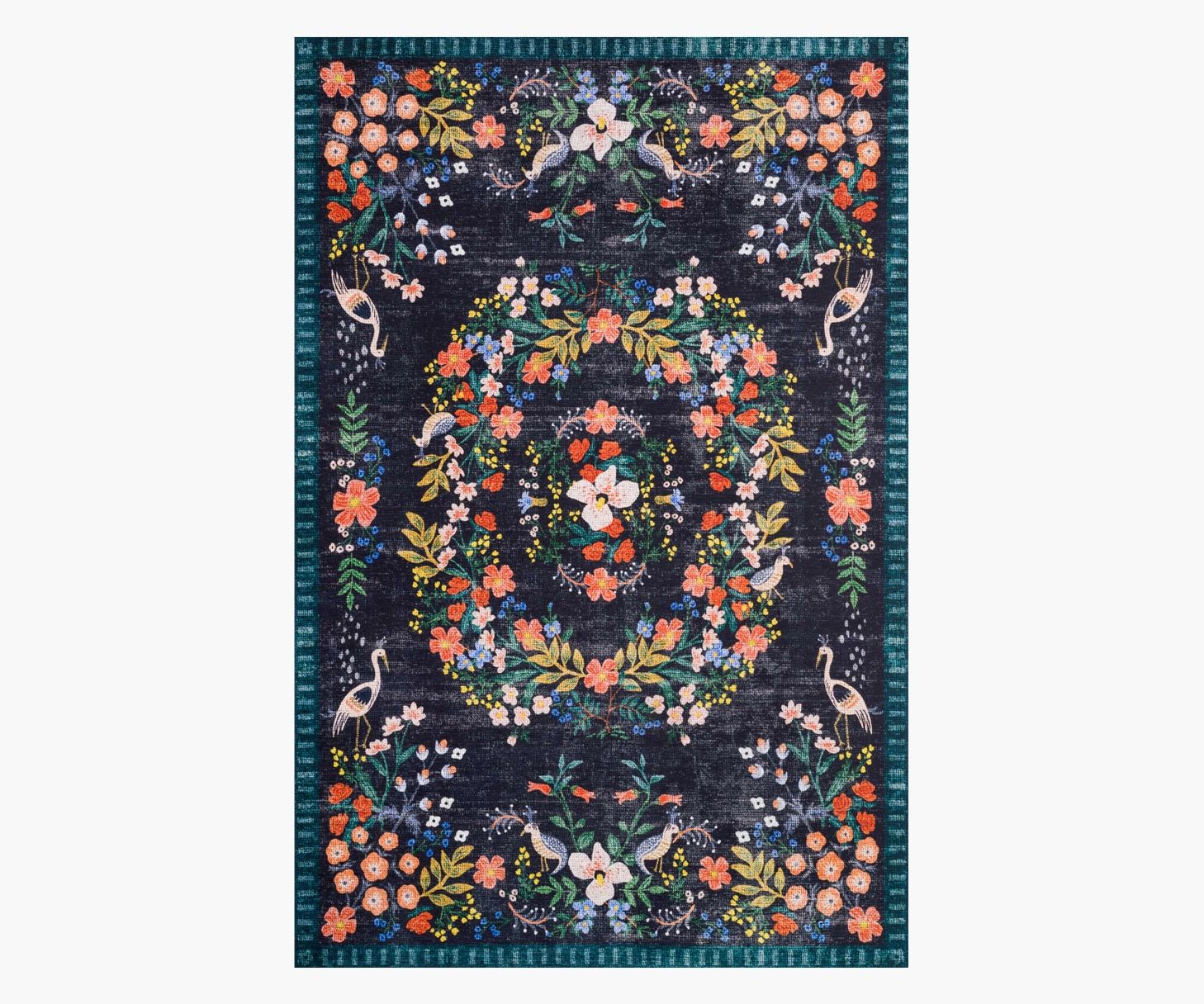 Palais Luxembourg Black Printed Rug | Rifle Paper Co.