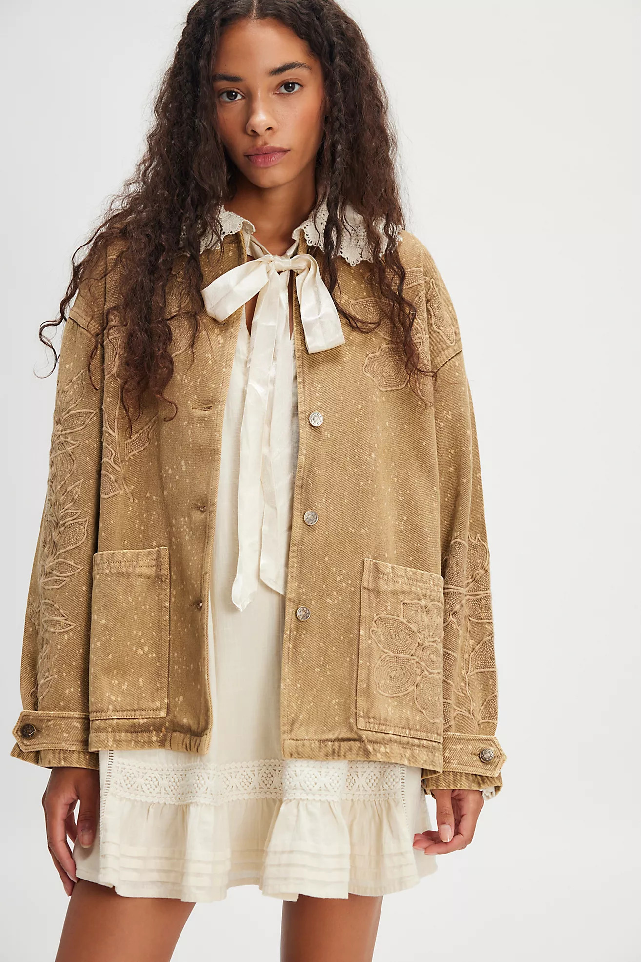 Denim and Bone Splatter Barn Jacket | Free People (Global - UK&FR Excluded)