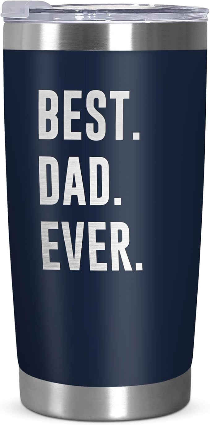 TEEZWONDER Dad Gifts from Daughter Son - Navy 20 oz Stainless Steel Insulated Coffee Tumbler with... | Amazon (US)