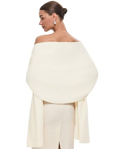 PULI Women's Ivory White Pashmina Shawl Wraps for Evening Dress Large Scarf Blanket Long Wedding Bridals Winter Warm Shoulder Wrap | Amazon (US)