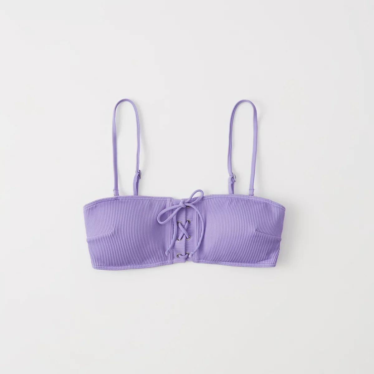 Lace-Up Ribbed Bandeau Bikini Top | Abercrombie & Fitch US & UK