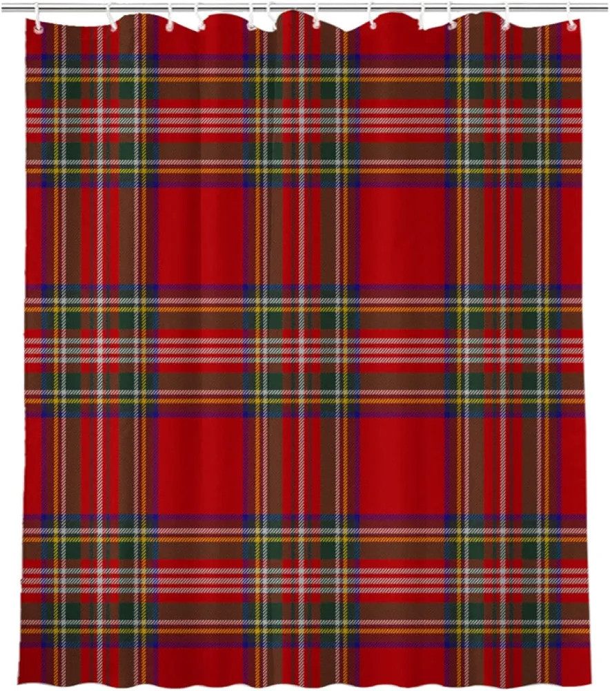 GOOESING Christmas Plaid Shower Curtain Scottish Tartan Farmhouse Bathroom Shower Curtains for Ba... | Amazon (US)