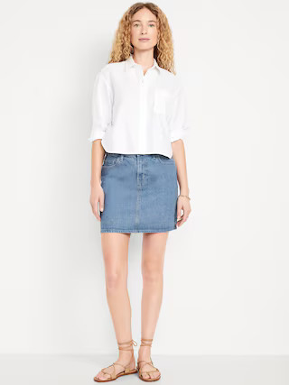 Mid-Rise Wow Jean Mini Skirt | Old Navy (US)