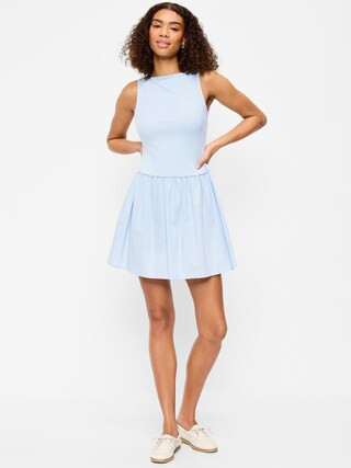 Mixed Media Drop-Waist Mini Dress | Old Navy (US)