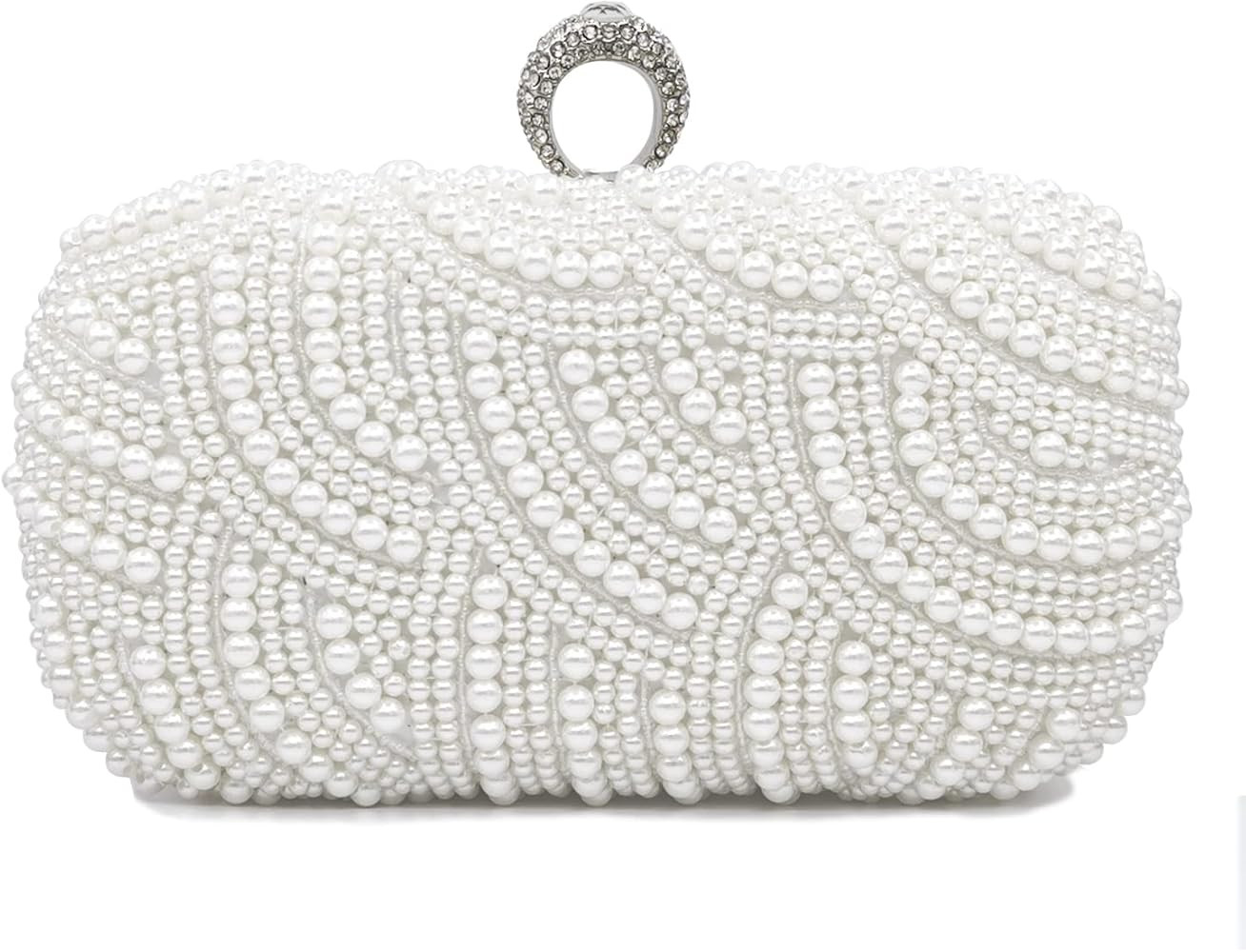 Aovtero Pearl Clutch Bag Bride Purse Women Wedding Prom Evening Bags Full Beaded Handbag with Cha... | Amazon (US)