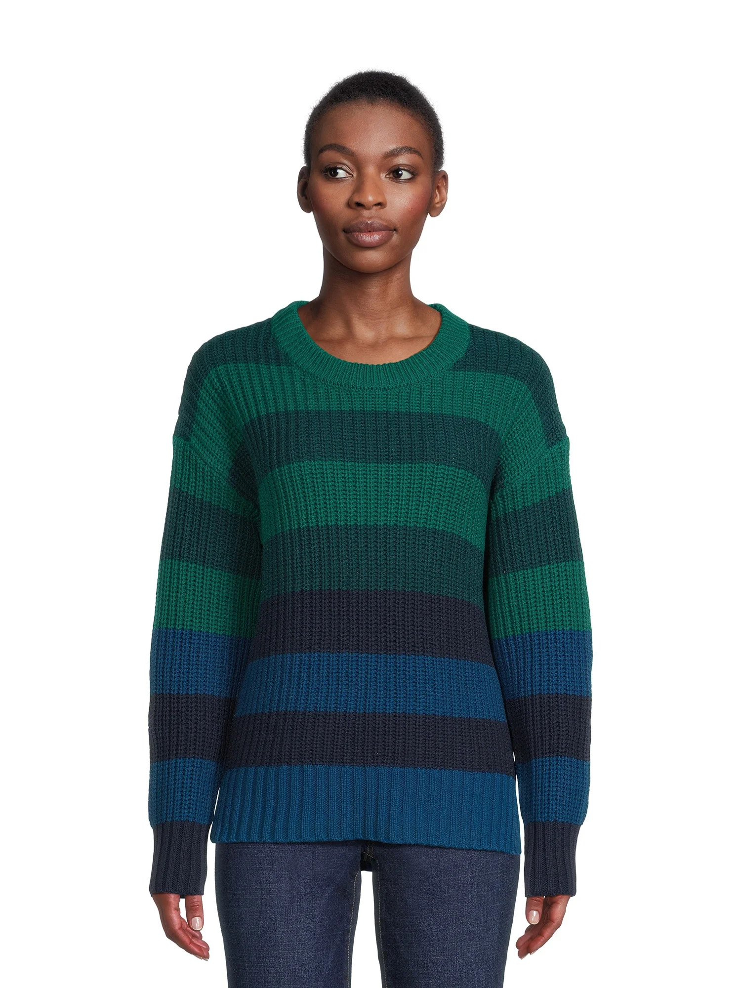 Time and Tru Women's Striped Pullover Sweater, Midweight, Sizes XS-XXXL - Walmart.com | Walmart (US)