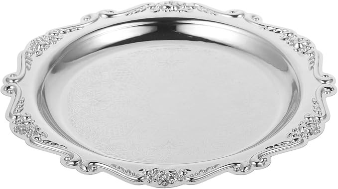 Kichvoe Round Platter Serving Tray Decorative Plate Metal Ottoman Tray Coffee Table Tray Perfume ... | Amazon (US)