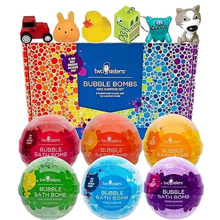 Two Sisters Spa Bubble Bombs Kids Surprise Set | Bath Bombs for Kids with Toys Inside | 6-Pack Se... | Amazon (US)