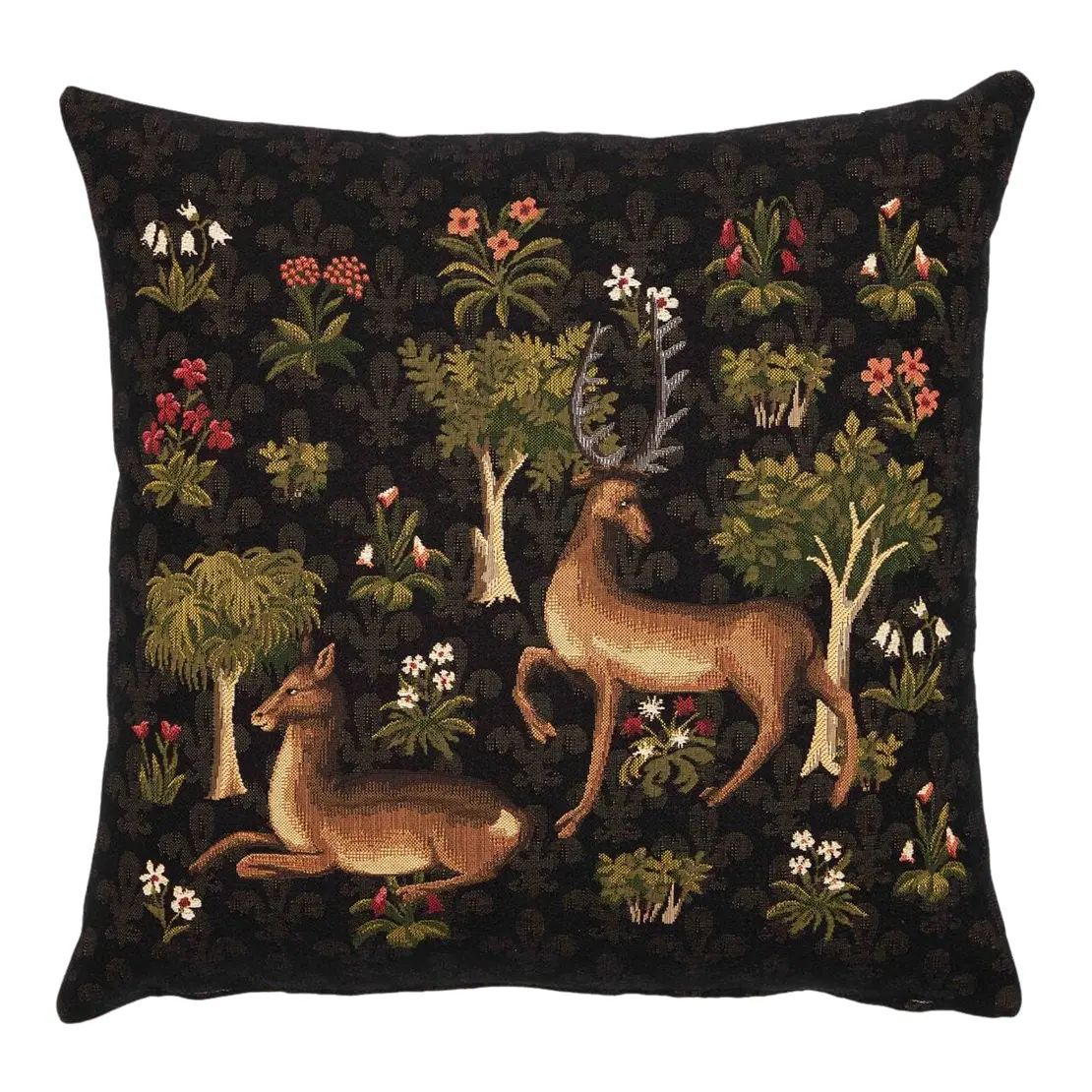 Medieval Stags I Tapestry Cushion With Feather Filler | Chairish