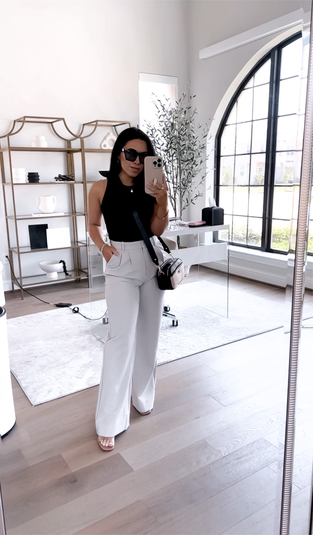   Business casual look you can wear all year long. 

Pleated trousers size 24 short
Ribbed tank size xs
Walmart crossbody
Gold jewelry 
Amazon sunglasses 
Clear heels

Dressy casual, brunch look, graduation guest attire, petite friendly trousers, neutrals, fashion staples, basics

#LTKSeasonal #LTKstyletip #LTKworkwear