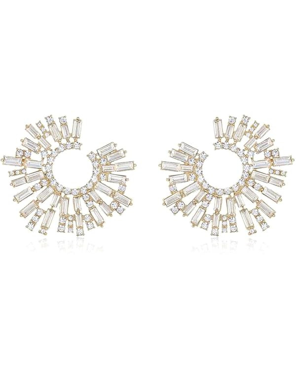 Ettika Gold Earrings For Women. Stud Earrings, Hoops. Opulent Green Crystal Stardust 18k Gold Pla... | Amazon (US)