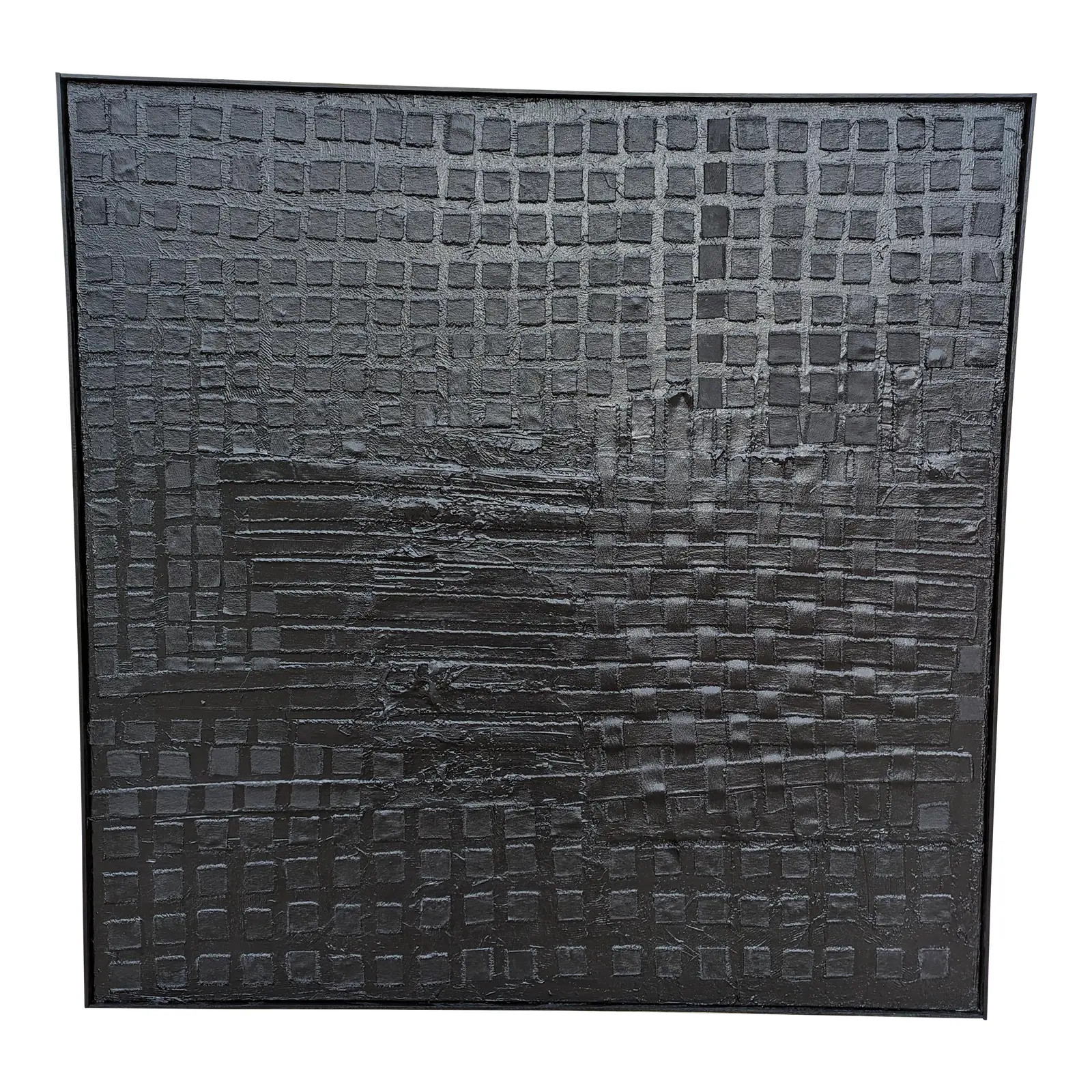 Monochromatic Abstract Contemporary Original Mixed-Media Painting on Canvas by Kelly Caldwell | Chairish