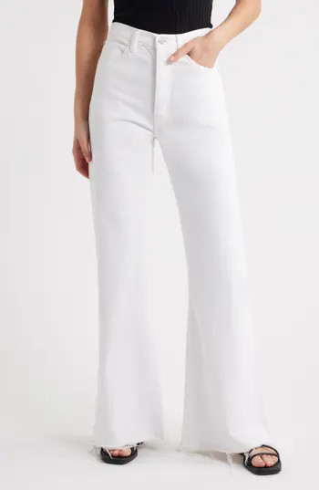 FRAME The Lax Frayed High Waist Flare Jeans in White Raw Fray at Nordstrom Rack, Size 31 | Nordstrom Rack