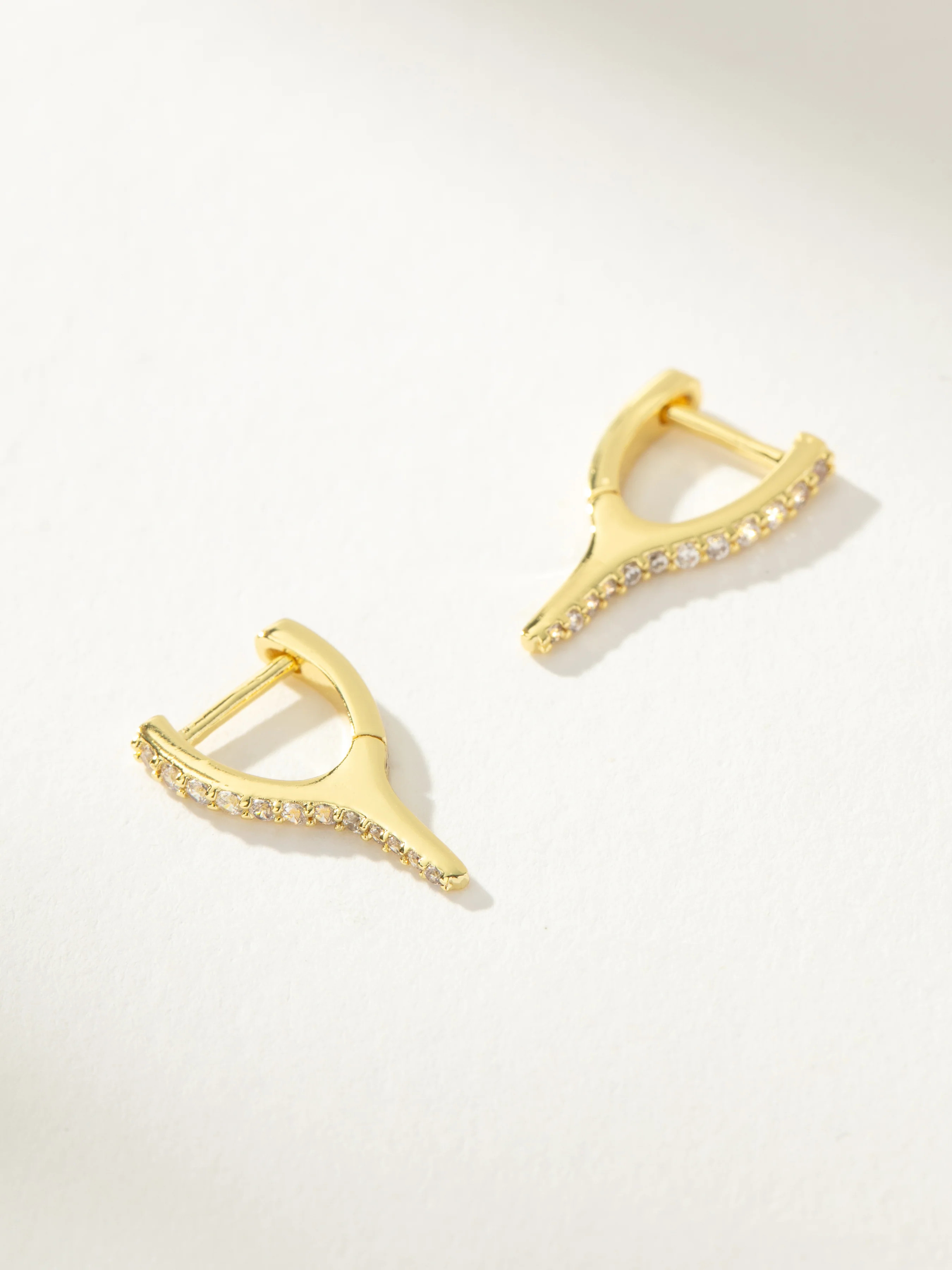 Wishbone Pavé Huggie Earrings | Uncommon James