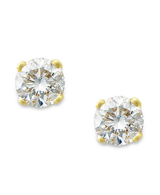 Round-Cut Diamond Stud Earrings in 10k Yellow or White Gold (1/6 ct. t.w.) | Macy's