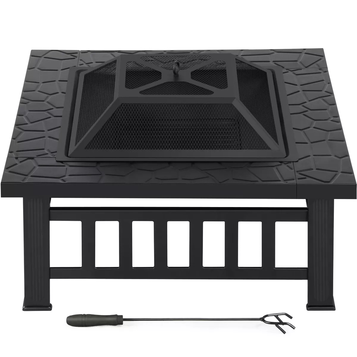 Yaheetech 32in Fire Pit Table Square Metal Firepit Stove Backyard Garden Fireplace for Camping | Target
