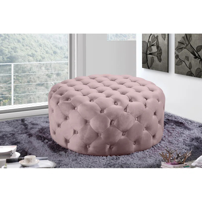 Plattsburgh 36'' Wide Velvet Tufted Round Cocktail Ottoman | Wayfair North America