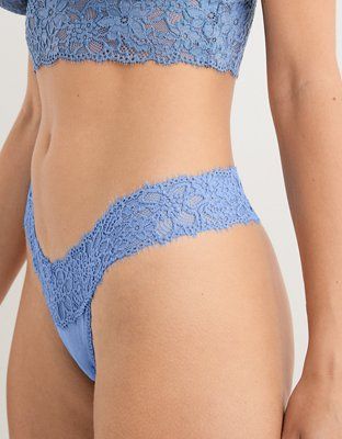 Aerie Cotton Eyelash Lace Thong Underwear | American Eagle Outfitters (US & CA)