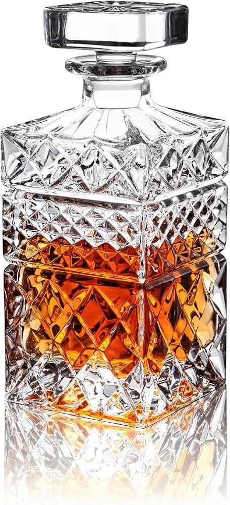 Whiskey Decanter,32 oz Liquor Decanter with Glass Stopper in Gift Box,Premium Bourbon Decanter,Cr... | Amazon (US)