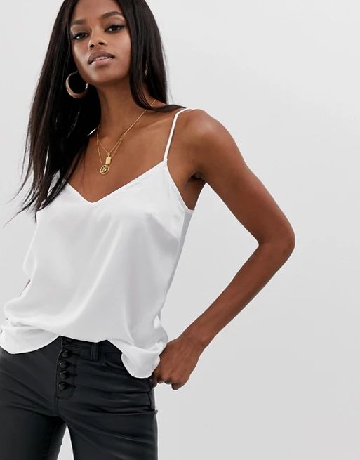 Lipsy satin cami top in ivory | ASOS UK