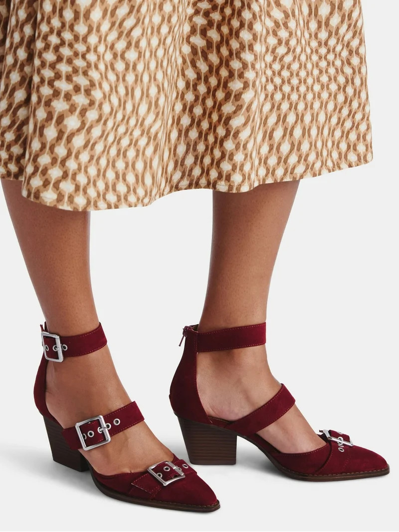 Time and Tru Women's Strappy Western Block Heel Shoes - Walmart.com | Walmart (US)