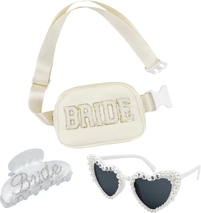 Lamyba Bachelorette Gifts for Bride,Bride Gifts,Bride Fanny Pack,Hair Claw Clip and Sunglasses,Br... | Amazon (US)