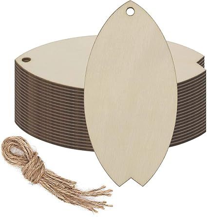 Wooden Surfboard Hanging Ornaments Surfboard Shaped Wood DIY Crafts Cutouts with Hole Hemp Ropes ... | Amazon (US)