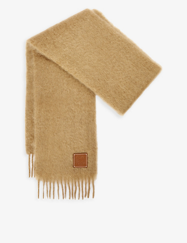 LOEWE Anagram logo patch mohair wool blend scarf | Selfridges