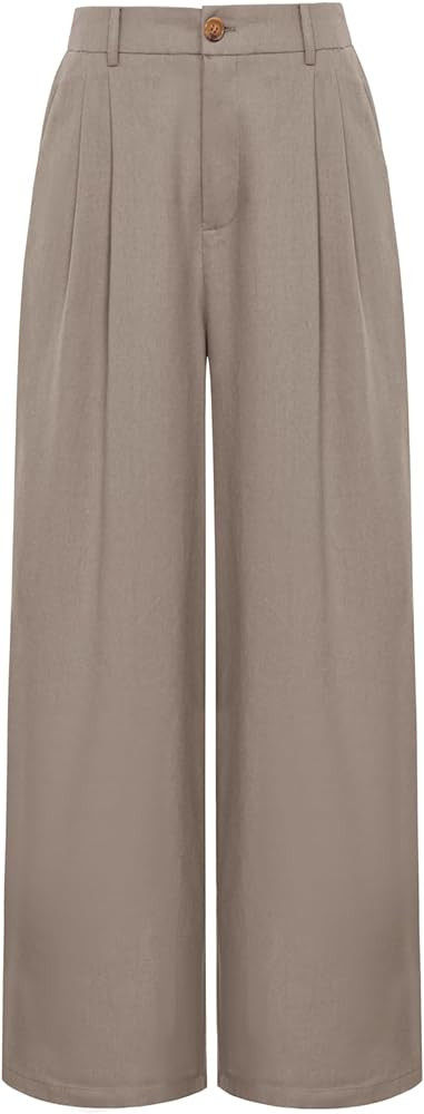 GRACE KARIN Wide Leg Pants for Women Cotton Linen Business Casual Long Trousers Palazzo Pants wit... | Amazon (US)
