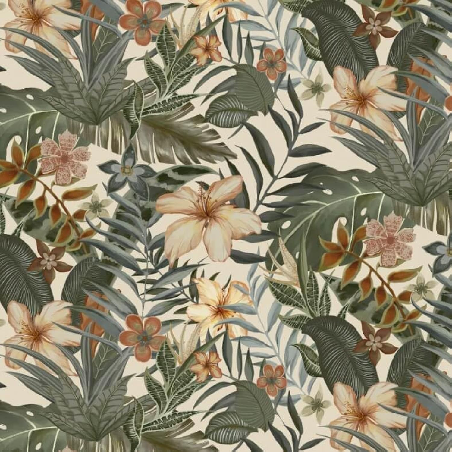 Dimoon 236"x16.1" Floral Peel and Stick Wallpaper Green Contact Paper Beige Wallpaper Delicate Fl... | Amazon (US)