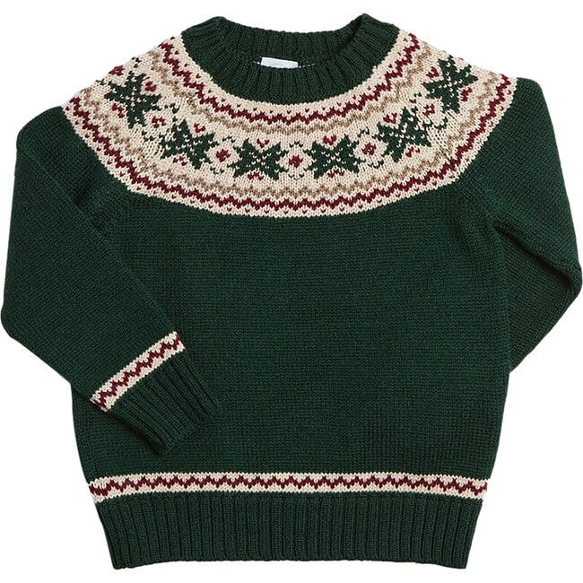 Classic Fair Isle Merino Wool Jumper, Green | Maisonette
