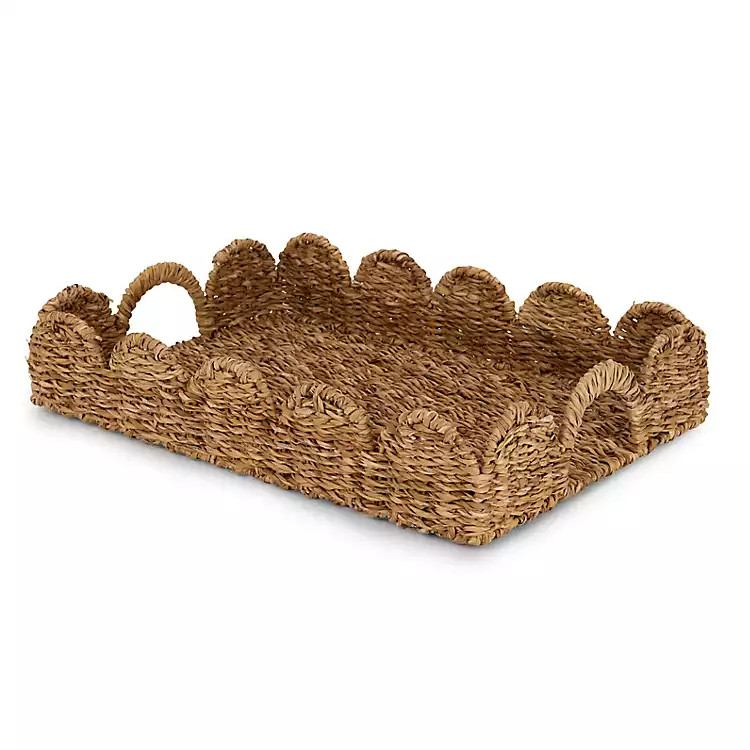 New! Scalloped Seagrass Decorative Tray | Kirklands