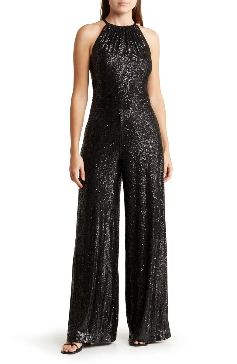 MAX STUDIO Sequin Halter Wide Leg Jumpsuit | Nordstromrack | Nordstrom Rack