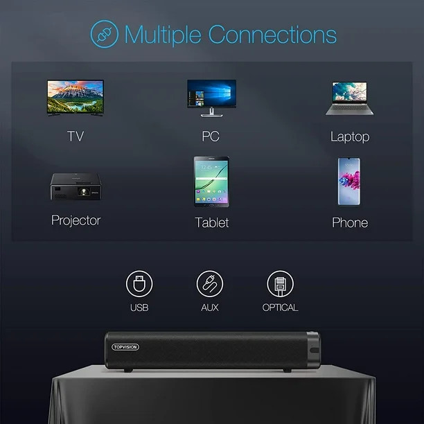 TOPVISION Sound Bar for TV, Soundbar with Subwoofer, Wired & Wireless Bluetooth 5.0 3D Surround S... | Walmart (US)