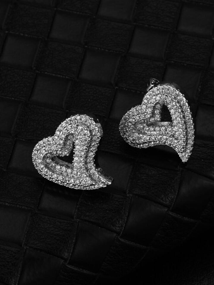 Cubic Zirconia Heart Stud Earrings | SHEIN