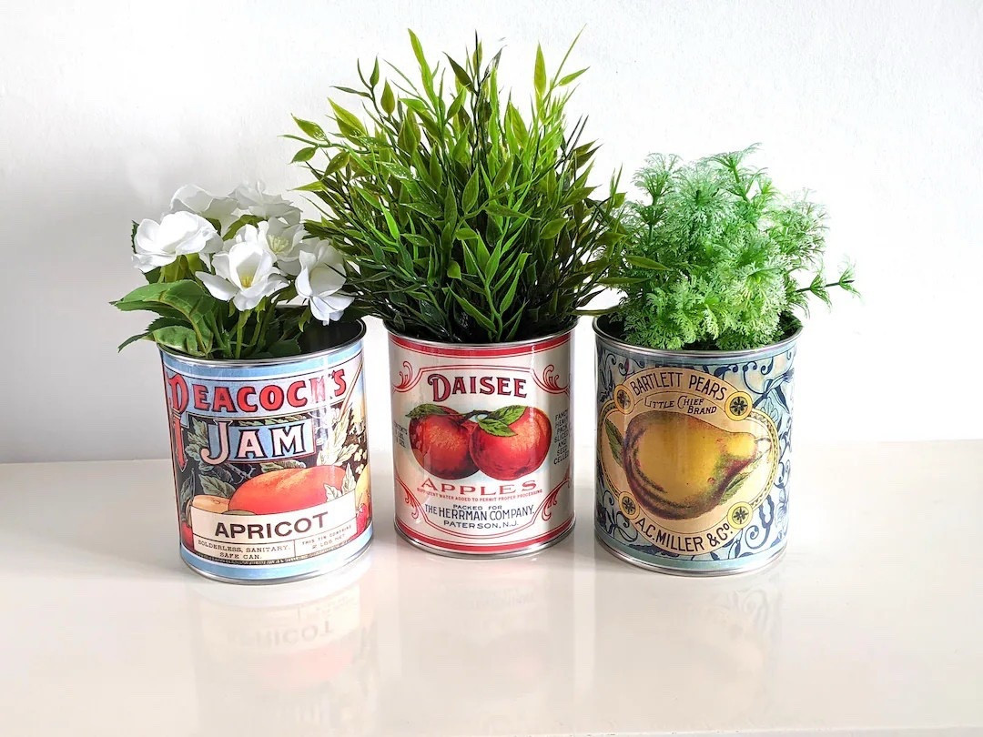 Add a touch of vintage charm with these Vintage Replica Retro Tin Cans! Perfect for kitchen storage, cutlery holders in restaurants or cafés, or as unique décor for your home or business. These versatile tins also shine as flower, plant, or herb holders—ideal for wedding tables or cozy corners. Crafted by the original makers of these reproduction cans, they’ve even been featured as props in film, TV, theatre, and museums.

🛒 How to order: Sold individually. Choose your favorite design from the drop-down menu and add to your basket. Optional lids and waterproof inserts are available for flowers or plants. Gift wrapping can be added for sending directly to someone special.

📏 Size: Large can – 12 cm tall x 10 cm wide
🛠 Materials: Laminated printed labels on sturdy metal tins – wipe clean with a damp cloth.

🌿 Options: Add lids, waterproof cups for plants, or gift wrapping at checkout.

Bring timeless style to your space with these practical and decorative retro tins!

#VintageDecor #RetroStyle #TinCans #KitchenStorage #HomeOrganization #WeddingDecor #CafeStyle #RestaurantDecor #FlowerDisplay #FilmProps #VintageReplica #EtsyFinds

#LTKHome #LTKFindsUnder50 #LTKSeasonal
