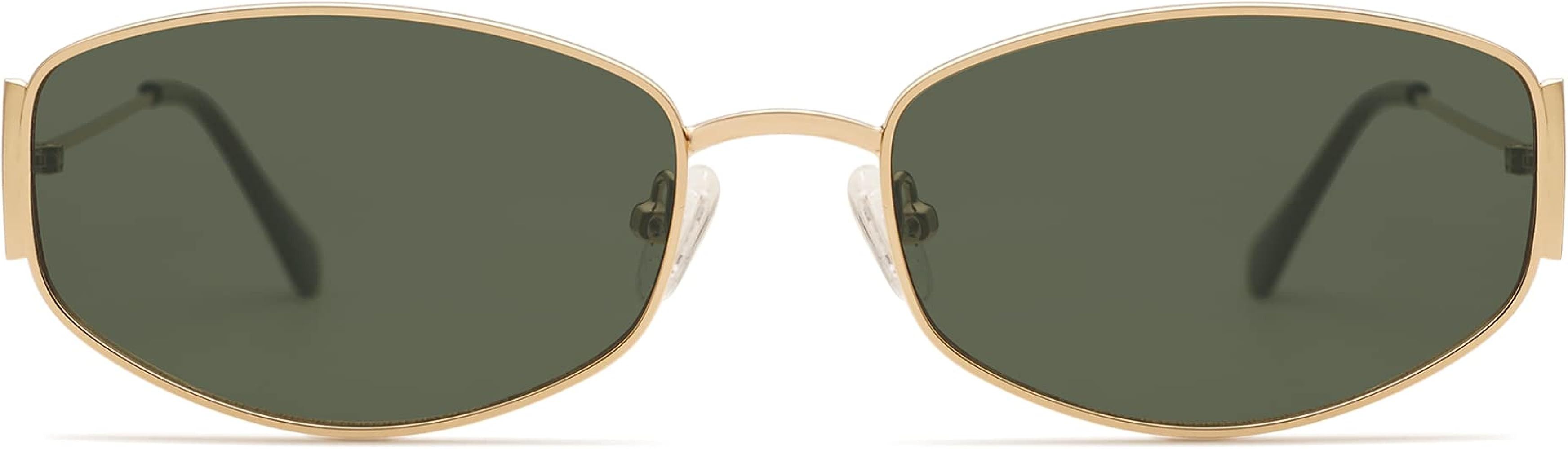 Appassal Retro Oval Sunglasses For Women Men Hexagonal Rectangle Metal Frame Sun Glasses AP3625 | Amazon (US)