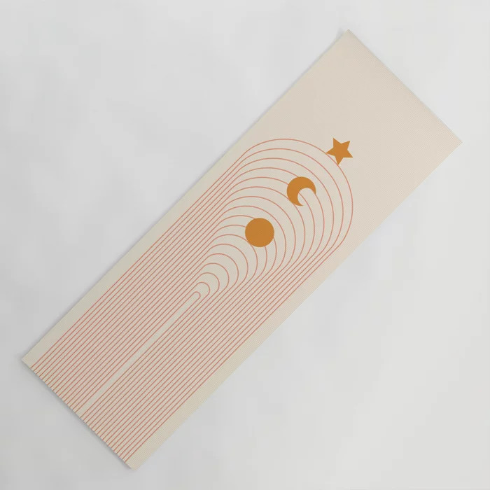 Abstraction_MOON_SUN_STARS_LINE_ART_Minimalism_001 Yoga Mat | Society6