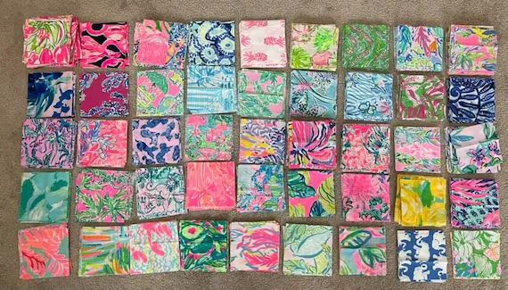 Preppy authentic Lilly fabric squares 5x5 randomly chosen 10 to 100 | Etsy (US)