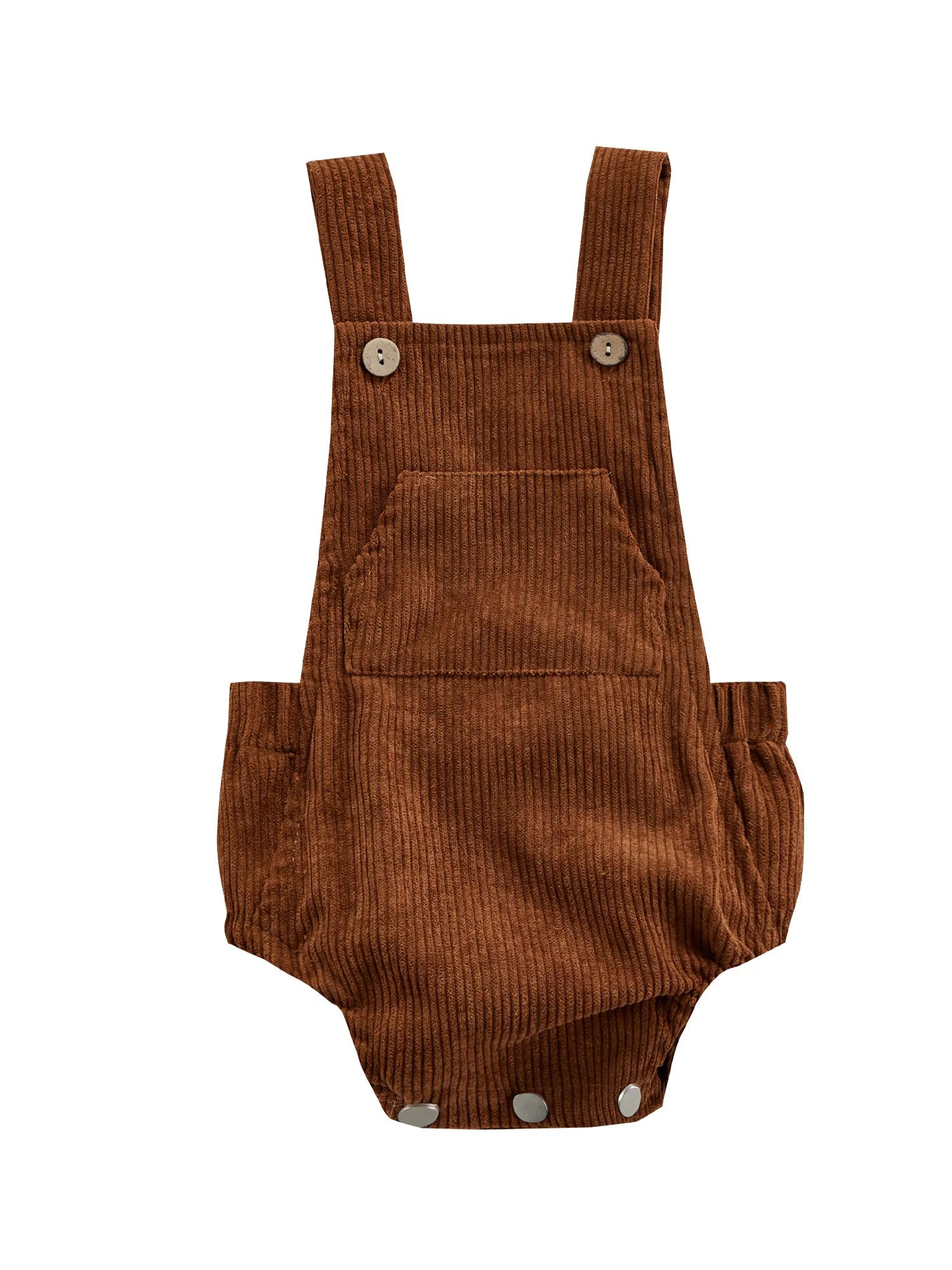 Kiapeise Newborn Infant Baby Boy Girl Corduroy Romper Sleeveless Jumpsuit Backless Overalls Outfi... | Walmart (US)