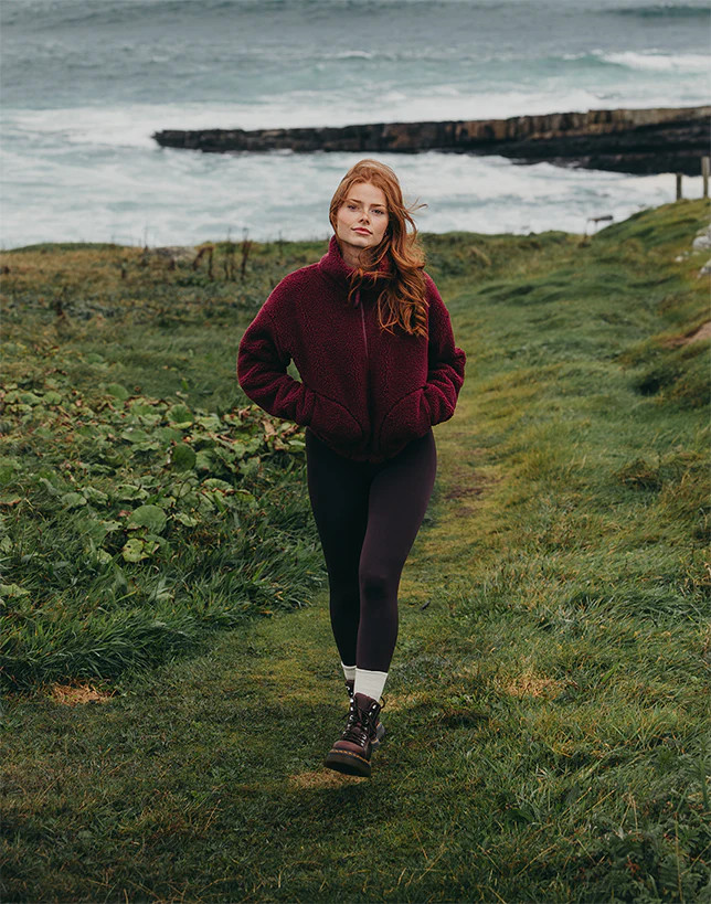 Industry Fleece High Collar Jacket in Cherry Crush | Gym + Coffee UK & IE - Accelerate - UK