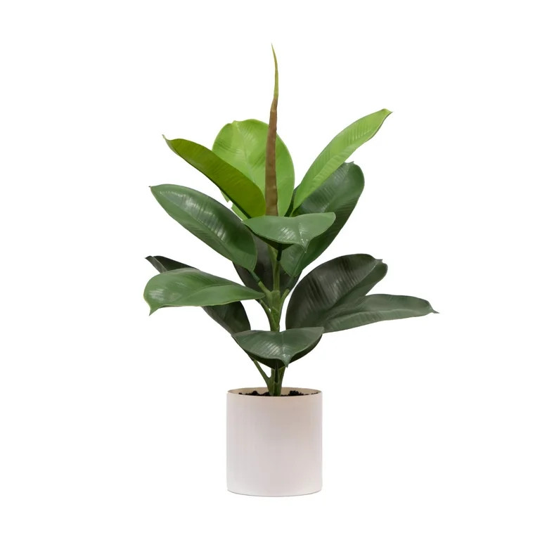 Mainstays 20"H Artificial Indoor Fiddle Leaf Fig Plant in Plastic Vanilla Planter | Walmart (US)