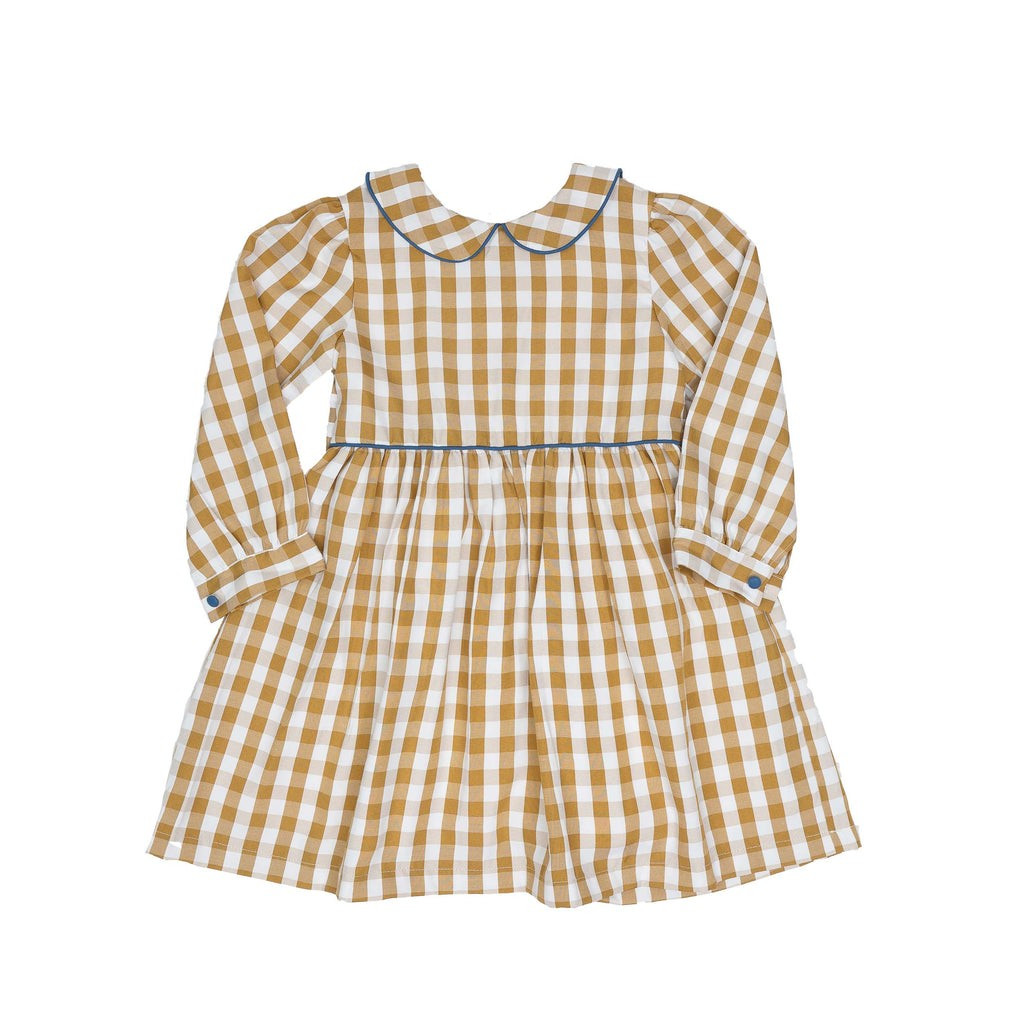 Janey Mustard Check Dress | The Oaks Apparel Company