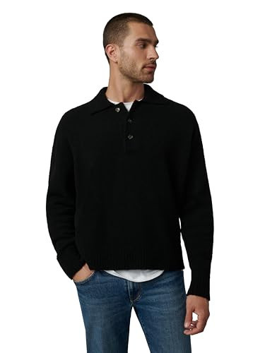 Joe's Jeans Men's Polo Long Sleeve Sweater, Black Button | Amazon (US)