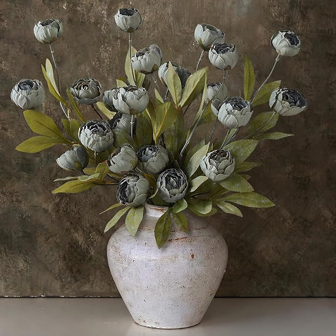 VIERENA 6 Pcs Faux Silk Peony Artificial Flowers for Vase -27", Bulk Fake Peonies Branches with S... | Amazon (US)