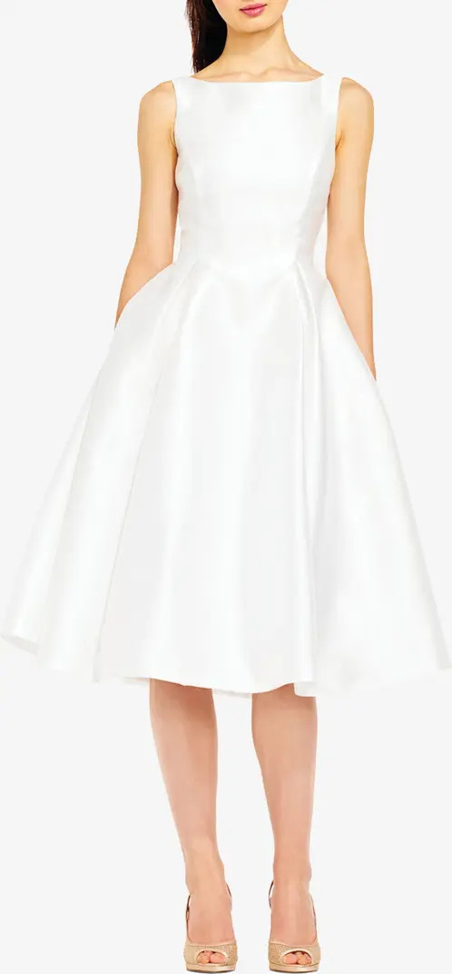 Adrianna Papell Sleeveless Mikado Fit & Flare Midi Dress | Nordstrom | Nordstrom